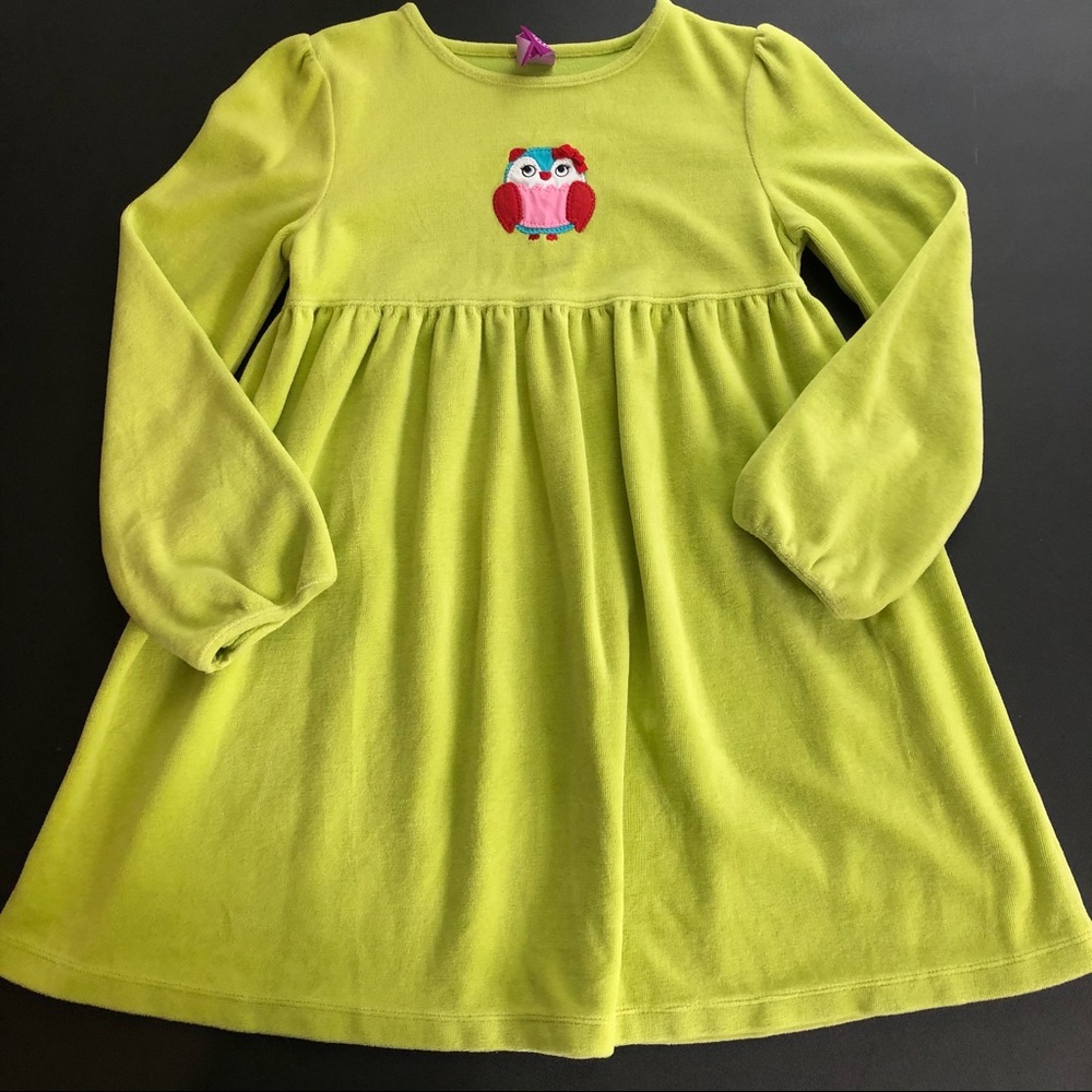 JK Girls Lime Green Owl Dress Size 6